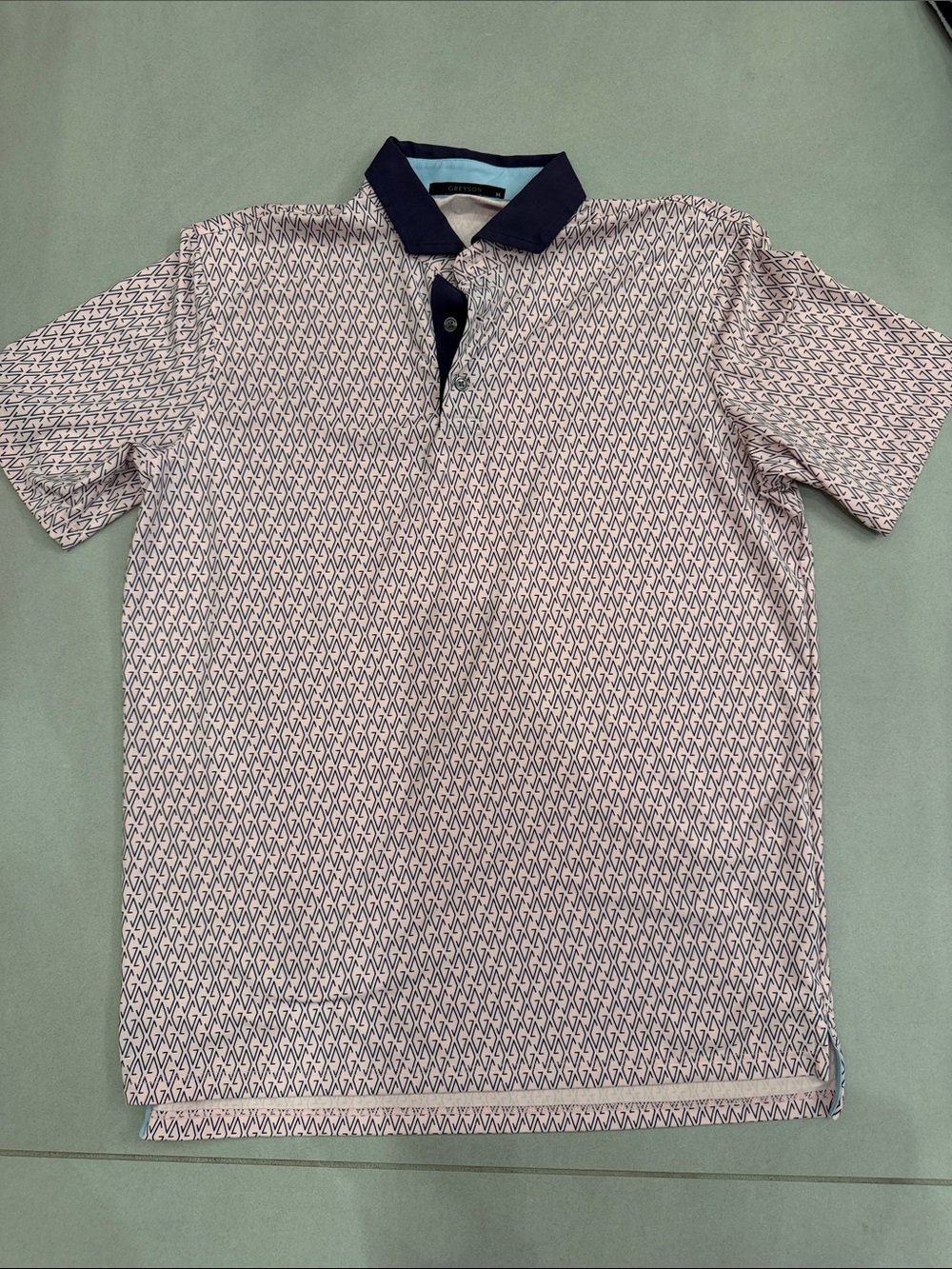 Greyson Men's Short Sleeve Patterned Polo Shirt - Pink/Navy